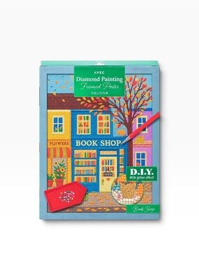 AVEC DIY Diamond Art Painting Book Shop Framed Poster Kit New Book Lover Craft